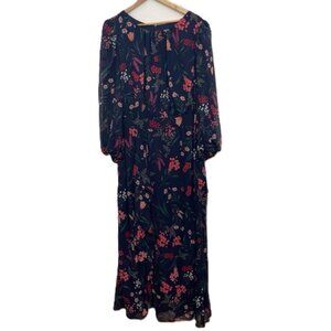Eliza J Maxi Dress Gown Women's 20W Navy Blue Floral L/S Cottage Wedding